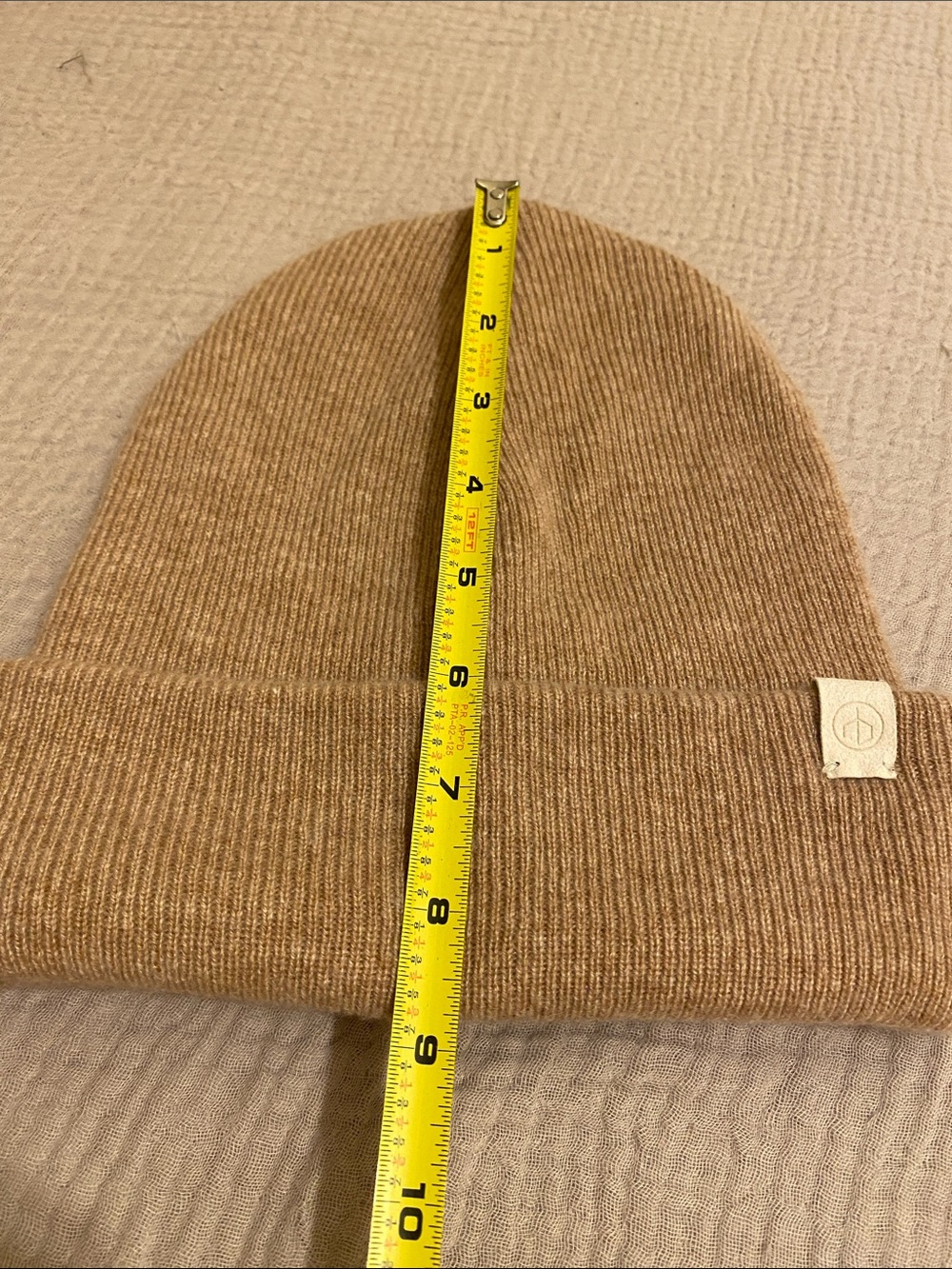Rag & Bone Cashmere Tan Knit Beanie Hat . - Picture 5 of 6